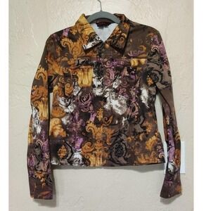 Simon Chang Womens Full Zipper jacket Pockets Long Sleeves Brown Size 8